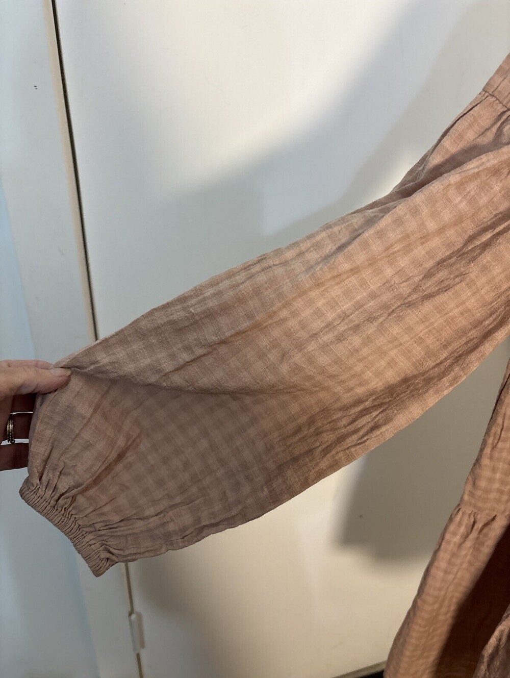 Pedal & Pup brown gingham babydoll tiered mini dress Sz 6 Cottage Tiered - Picture 5 of 9